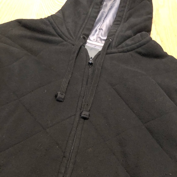 Hooded sweatshirt jacket diamomd quilted black - Picture 2 of 4